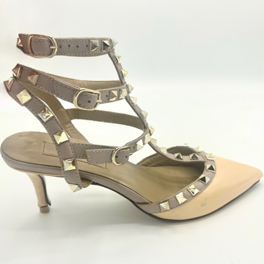 Valentino Garavani Rockstud Caged Kitten Heels Stiletto Patent Leather 37